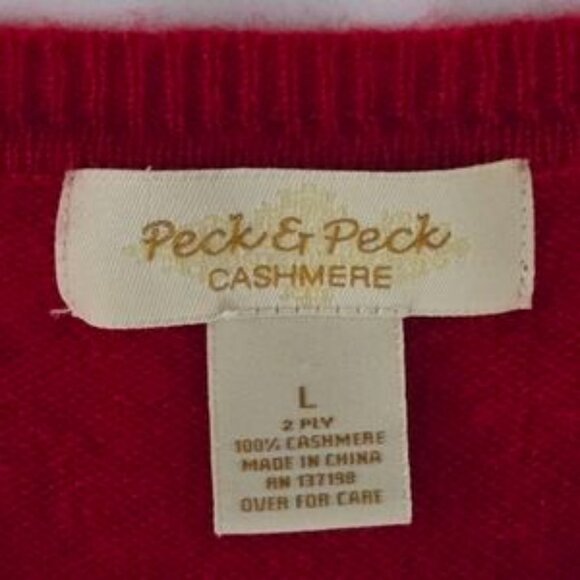Peck and Peck Red Cashmere Sweater Crewneck Large Holiday Luxury - Picture 7 of 8
